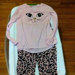 Girls pink and black cat pajama set size 14 XL